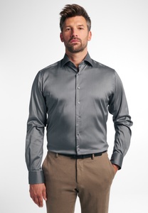Eterna, ETERNA LANGARM HEMD MODERN FIT PERFORMANCE SHIRT STRETCH SILBERGRAU, Eterna Langarmhemd »MODERN FIT«, EASY IRON (bügelleicht)