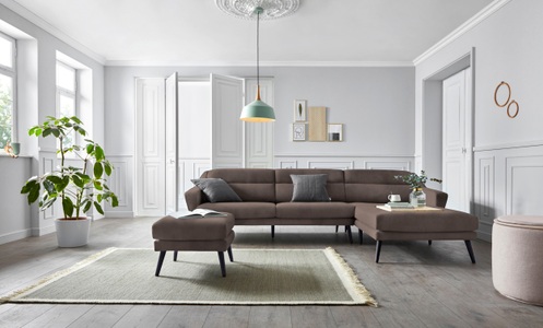 ANDAS, andas Ecksofa »Bille«, mit Naht im Rückenkissen und Beinen aus Eichenholz, Design by Morten Georgsen, andas Ecksofa »Bille L-Form«, mit Naht im Rückenkissen und Beinen aus Eichenholz