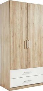 MID.YOU, MID.YOU Drehtürenschrank in weiss, eichefarben , Albero -Extra- , Holzwerkstoff , 1 Fächer , 2 Schubladen , 91x197x54 cm , Dekorfolie,Nachbildung , Beimöbel erhältlich,Beimöbel erhältlich,Beimöbel erhältlich,Beimöbel erhältlich , 0003800479, 