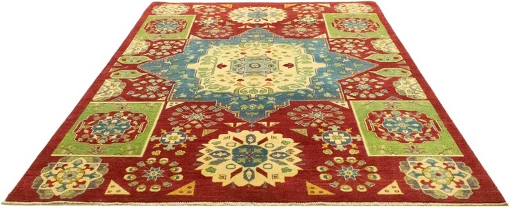 MorgenLand, morgenland Wollteppich »Kazak Teppich handgeknüpft rot«, rechteckig, 7 mm Höhe, 