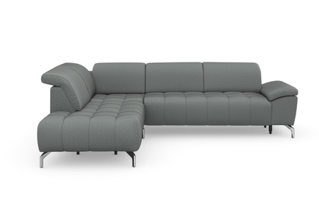 sit&more Ecksofa »Cool«, wahlweise mit Kopfteilverstellung und Vorziehsitz, motorisch,mit silberfarbenen Füssen