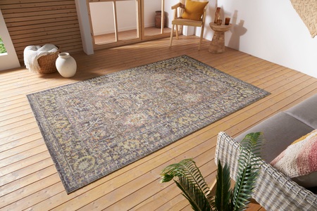 NOURISTAN, NOURISTAN Outdoorteppich »Luxor«, rechteckig, 3 mm Höhe, In- und Outdoor, Faltbar und Waschmaschinenfest, geeignet für Fussbodenheizung, strapazierfähig, robust, pflegeleicht, ringsum gekettelt, kräftige Farben, NORTHRUGS Teppich »Luxor«, rechteckig, 3 mm Höhe, In-& Outdoor, Läufer, Wetterfest, Balkon, Wohnzimmer, Orient