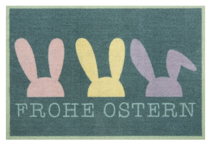 Hanse Home, Hanse Home - Fussmatte Frohe Ostern - 40 x 60 cm, HANSE Home Fussmatte »Frohe Ostern, Türmatte«, rechteckig, 7 mm Höhe, mit Spruch, Festlich, waschbar, Robust, Pflegeleicht, Rutschfest
