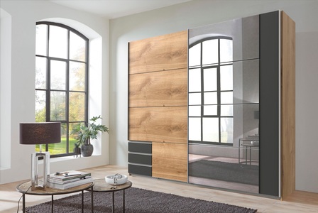Wimex, Wimex Schwebetürenschrank »Emden«, mit Schubkästen, Wimex Schwebetürenschrank »Emden moderner Kleiderschrank mit Spiegel und Schubladen BESTSELLER«, Schlafzimmer Schrank Garderobenschrank mit Schwebetüren Topseller