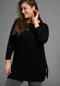Laura Scott CURVE Longpullover, aus fliessendem Feinstrick mit seitlichem Schlitz - GROSSE GRÖSSE