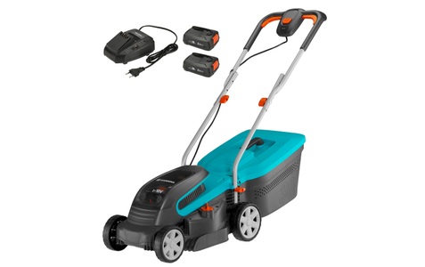 Gardena, GARDENA PowerMax SET - Akku-Rasenmäher (Schnittbreite: 32 cm) Blau/Grau, Gardena Akku-Rasenmäher PowerMax 32/36 P4A | 18 V | 2.5 Ah
