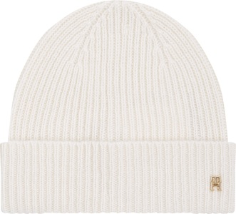 Tommy Hilfiger, Tommy Hilfiger Strickmütze »CASHMERE CHIC BEANIE«, mit Monogramm-Emblem, Tommy Hilfiger Strickmütze »CASHMERE CHIC BEANIE«, mit Monogramm-Emblem