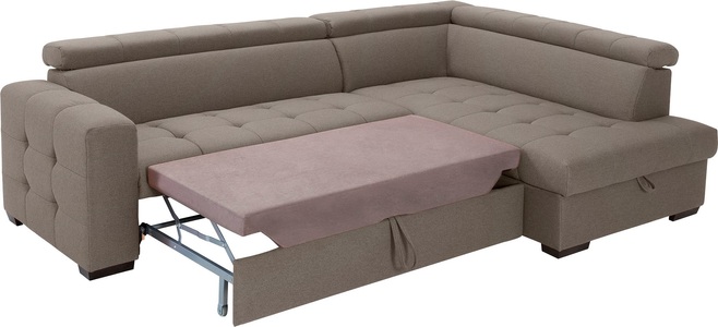 exxpo - sofa fashion, exxpo - sofa fashion Ecksofa, Steppung im Sitzbereich, Wahlweise mit Bettfunktion und Bettkasten, inklusive 3 verstellbaren Kopfstützen, exxpo - sofa fashion Ecksofa »Otusso, L-Form«, Steppung im Sitzbereich, wahlw. mit Bettfunktion u. Bettkasten