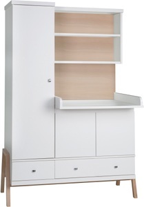 Schardt, SCHARDT Kleiderschrank 3-türig mit Wickelkommode Holly natur, Schardt Kinderkleiderschrank »Holly Nature«, mit Wickelkommode inkl. Umbaukit zur Sitzbank; Made in Germany