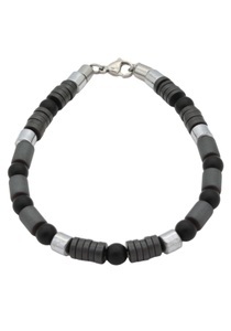 FIRETTI, Firetti Armband »Design im Formenmix, matt und glänzend«, Firetti Armband »Schmuck Geschenk Armschmuck Armkette Farbstein Hämatit Onyx«, Made in Germany - mit Onyx, Hämatit