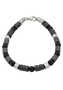 FIRETTI, Firetti Armband »Design im Formenmix, matt und glänzend«, Firetti Armband »Schmuck Geschenk Armschmuck Armkette Farbstein Hämatit Onyx«, Made in Germany - mit Onyx, Hämatit