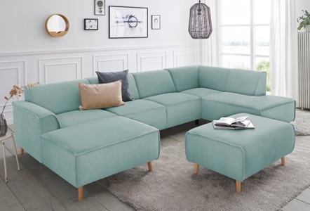 ANDAS, andas Wohnlandschaft »Janek«, mit Federkern und Keder in scandinavischem Design, Home affaire Wohnlandschaft »Janek Scandic Design, elegant und zeitlos U-Form« mit Federkern und Keder in scandinavischem Design
