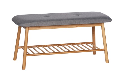 Wenko, Wenko - Schuhbank mit Sitzpolster Bahari Bambus, WENKO Schuhbank »Bahari«, BxTxH: 90x34x45 cm, aus Bambus
