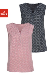 Lascana, LASCANA Blusentop, LASCANA Shirttop, (2er-Pack), mit kleiner Schulterraffung