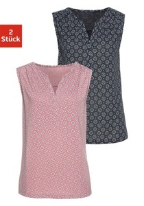 Lascana, LASCANA Blusentop, LASCANA Shirttop, (2er-Pack), mit kleiner Schulterraffung