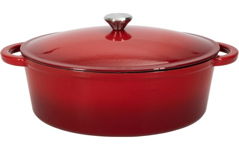 Nouvel, Nouvel Gusseisen Topf oval rot, Nouvel Gussbräter oval 32x26x12 cm rot-schwarz