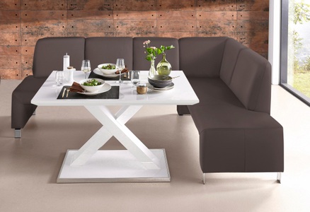 exxpo - sofa fashion, exxpo - sofa fashion Eckbank »Intenso«, Frei im Raum stellbar, exxpo - sofa fashion Eckbank »Intenso, modern, wahlweise in Leder oder Textil, 244/157 cm (B/T)«, hohe Bodenfreiheit, frei im Raum stellbar, hoher Sitzkomfort