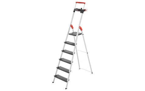 Hailo, Hailo L100 TOPLINE 8050-607 Aluminium Stufen-Stehleiter inkl. Werkzeugablage Arbeitshöhe (max.): 3.28 m Silber, Schwarz,, Hailo Bockleiter »6 Stufen«