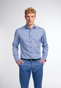 Eterna, ETERNA LANGARM HEMD SLIM FIT PANAMA BLAU STRUKTURIERT, Eterna Langarmhemd »SLIM FIT«