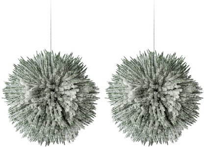 Creativ green, Creativ green Winterliche Kunstpflanze »Weihnachtsdeko«, (2 St.), Kugel Ø 14 cm, mit künstlichem Schnee bedeckt, 2er-Set, 