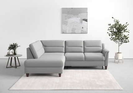 sit&more Ecksofa »Farö«, inklusive Federkern, mit naturfarbenen Füssen, wahlweise mit Bettfunktion und Bettkasten