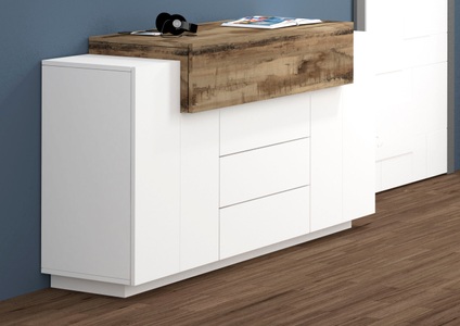 TECNOS, Tecnos Kommode »Coro«, Breite 160 cm, Hochglanzfronten, INOSIGN Kommode »Coro, Kommode, Schrank, Kredenz, grifflos«, 1 Klappe,2 Türen,3 Schubkästen Doppeltiefe Hochglanz Front Breite 160