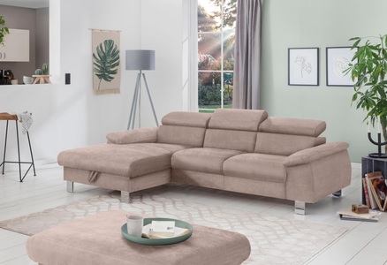Cotta, COTTA Ecksofa »Komaris«, mit Kopf- bzw. Rückenverstellung, wahlweise mit Bettfunktion, Bettkasten und RGB-LED-Beleuchtung