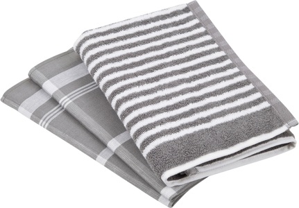 Ross, ROSS Geschirrtuch »Exclusiv«, (Set, 3 tlg.), 1x Küchen-Frottiertuch 50x50 cm mit Streifen und 2 Geschirrtücher 50x70 cm mit Karodesign, ROSS Geschirrtuch »Exclusiv«, (Set, 3 tlg.), 1x Küchen-Frottiertuch (Streifen) und 2 Geschirrtücher (Karodesign)