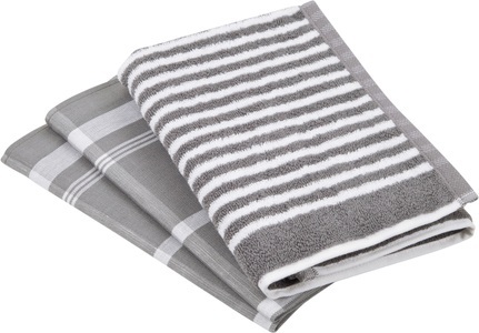 Ross, ROSS Geschirrtuch »Exclusiv«, (Set, 3 tlg.), 1x Küchen-Frottiertuch 50x50 cm mit Streifen und 2 Geschirrtücher 50x70 cm mit Karodesign, ROSS Geschirrtuch »Exclusiv«, (Set, 3 tlg.), 1x Küchen-Frottiertuch (Streifen) und 2 Geschirrtücher (Karodesign)