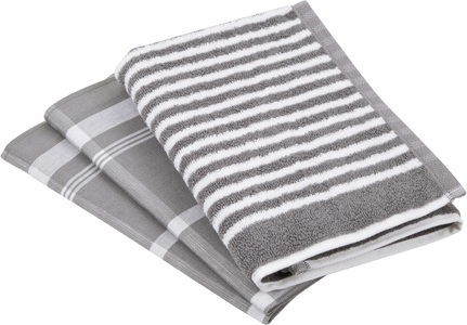 Ross, ROSS Geschirrtuch »Exclusiv«, (Set, 3 tlg.), 1x Küchen-Frottiertuch 50x50 cm mit Streifen und 2 Geschirrtücher 50x70 cm mit Karodesign, ROSS Geschirrtuch »Exclusiv«, (Set, 3 tlg.), 1x Küchen-Frottiertuch (Streifen) und 2 Geschirrtücher (Karodesign)