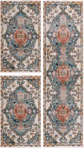 Carpet City, Carpet City Bettumrandung »Novel 8631«, (3 tlg.), mit Fransen, Wohnzimmer, Bettvorleger, Läufer-Set für das Schlafzimmer, Carpet City Bettumrandung »Novel 8631«, (3 tlg.), Bettvorleger, Used-Look, 3-teiliges Läuferset fürs Schlafzimmer