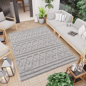 Carpet City, Carpet City Teppich »SANTORINI 58538«, rechteckig, 5 mm Höhe, 3D-Design: Flor erzeugt ein Hoch-Tief-Effekt, In- und Outdoor geeignet, Carpet City Teppich »In-& Outdoorteppich Santorini 58538, 3D-Effekt, Raute-Optik«, rechteckig, 5 mm Höhe, Wetterfest & UV-beständig für Terrasse, Balkon, Küche, Flur