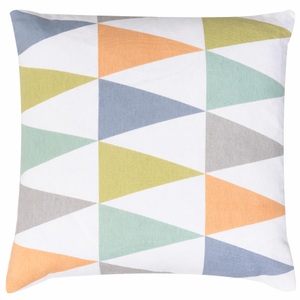 FREUNDIN, Kissen, freundin Home Collection, »KI Nordic Living 04« (1 Stück), freundin Home Collection Dekokissen »Nordic Living 04 weiss-bunt«, Kissen mit Polyesterfüllung bedruckt mit Dreiecksmotiven, 45x45 cm