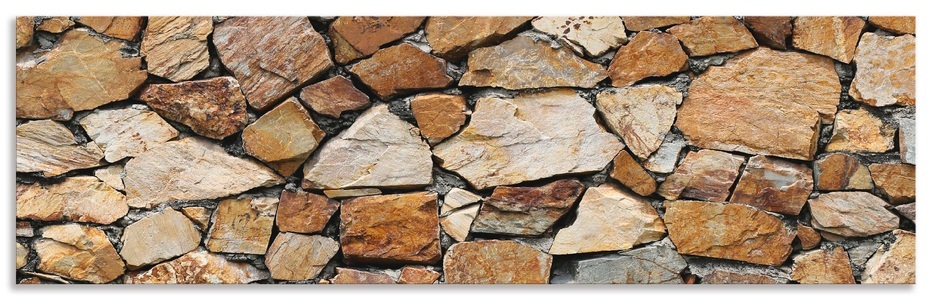 Artland, Artland Küchenrückwand »Braune Steinwand«, Artland Küchenrückwand »Braune Steinwand«, (1 tlg.), Alu Spritzschutz mit Klebeband, einfache Montage