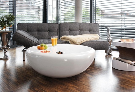 mutoni casual, Couchtisch 100x100 rund weiss Fiberglas, Couchtisch 100x100 rund weiss Fiberglas