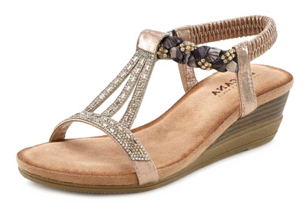 Lascana, LASCANA Sandale, mit Schmucksteinen und elastischen Riemen, LASCANA Sandale »Sommerschuh«, mit Schmucksteinen, Glitzer, elastische Riemen, Sandalette,Sommerschuh