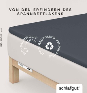 Schlafgut, Schlafgut Spannbettlaken »Schlafgut PURE TOPPER Spannbettlaken«, (1 St.), aus 95% reiner Bio-Baumwolle und 5% Elasthan, für Matratzenhöhe bis zu 10 cm, mit Fullflex Rundumgummi, Schlafgut Topper-fixleintuch 100/220 cm , Pure 5047T-00006000-302-556 , Dunkelgrau , Textil , 100 cm , Jersey , Rundumgummi, bügelfrei, keine Sondergrössen, weich und anschmiegsam, perfekter Sitz , 003444031902