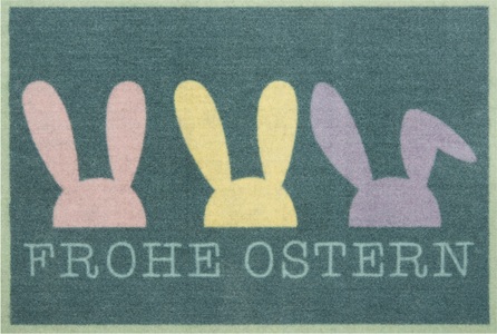 Hanse Home, Hanse Home - Fussmatte Frohe Ostern - 40 x 60 cm, HANSE Home Fussmatte »Frohe Ostern, Türmatte«, rechteckig, 7 mm Höhe, mit Spruch, Festlich, waschbar, Robust, Pflegeleicht, Rutschfest