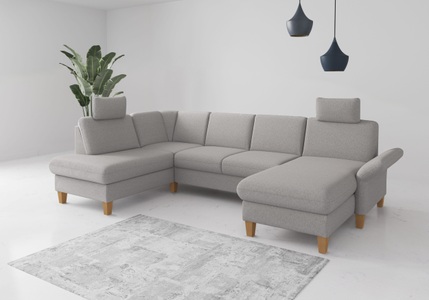 Home affaire Wohnlandschaft »Rochelle, U-Form«, optional mit Armteilverstellung, mit Bettfunktion & Bettkasten