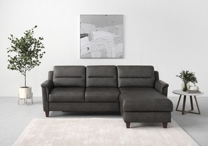sit&more Ecksofa »Farö«, inklusive Federkern, mit naturfarbenen Füssen, wahlweise mit Bettfunktion und Bettkasten
