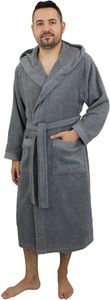 LEONIQUE, Leonique Unisex-Bademantel »»Tailles««, (1 St.), langer Bademantel für Damen und Herren, 100% Baumwolle, XS-3XL, my home Unisex-Bademantel »Tailles, ideal für Sauna & Spa, Hotelbademantel, Morgenmantel«, (1 St.), langer Bademantel für Damen und Herren, 100% Baumwolle, XS-3XL