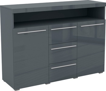 Helvetia, Helvetia Sideboard »India«, Breite 132 cm, INOSIGN Sideboard »India,Breite 132cm stilvolle Anrichte mit 2Türen, 3 Schubladen«, Kommode viel Stauraum, Einlegeböden verstellbar,ohne Beleuchtung