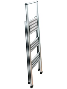 heine home, Trittleiter, WENKO Trittleiter, Alu-Design, XXL-Stufen, flach klapp- und verstaubar