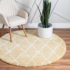 Myflair Möbel & Accessoires, Myflair Möbel & Accessoires Teppich »Temara Shag«, rund, 51 mm Höhe, Myflair Möbel & Accessoires Hochflor-Teppich »Temara Shag Lagerräumung«, rund, 51 mm Höhe, gewebt, Rauten Design, weich & kuschelig
