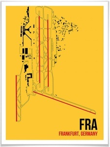 Wall-Art, Wall-Art Poster »Wandbild FRA Grundriss Frankfurt«, Grundriss, (1 St.), Poster, Wandbild, Bild, Wandposter, 