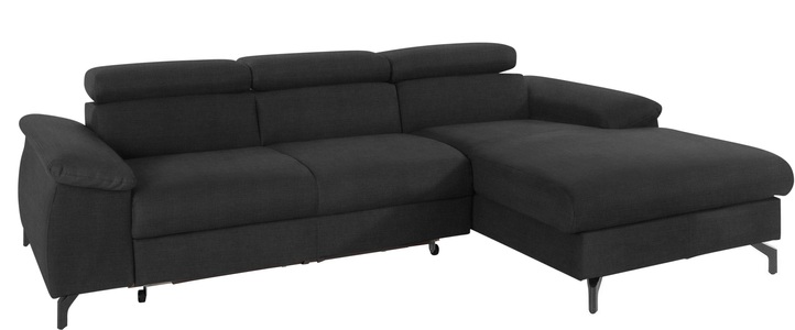 COTTA Ecksofa »Komaris I«, inklusive Kopf- bzw. Rückenteilverstellung, wahlweise Bettfunktion und Bettkasten, eleganter schwarzer Fuss