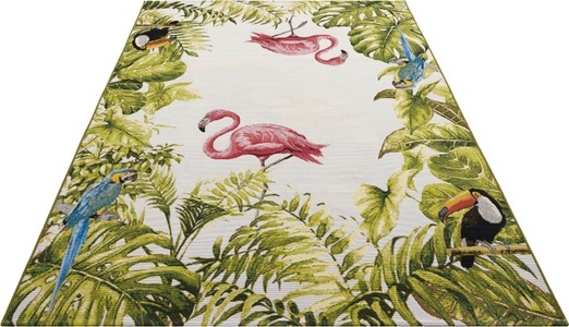Hanse Home, HANSE Home Outdoorteppich »Tropical Birds«, rechteckig, 3 mm Höhe, strapazierfähig, robust, pflegeleicht, fussbodenheizungsgeeignet, HANSE Home Outdoorteppich »Tropical Birds«, rechteckig, 3 mm Höhe, In-& Outdoor, Teppich, Wetterfest, Balkon, Garten, Wohnzimmer, Floral