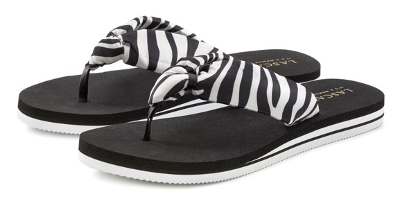 Lascana, LASCANA Badezehentrenner, Flip Flop mit maritimen Ankerprint VEGAN, LASCANA Badezehentrenner, Sandale, Pantolette, Badeschuh ultraleicht mit softem Band VEGAN