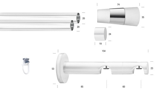 GARESA, GARESA Gardinenstange »WHITE«, 2 läufig-läufig, Wunschmasslänge, Vorhanggarnitur, Innenlauf, verlängerbar, Wandmont., Endknopf 2-färbig, GARESA Gardinenstange »WHITE«, 2 läufig-läufig, Wunschmasslänge, Vorhanggarnitur, Innenlauf, verlängerbar, Wandmont., Endknopf 2-färbig