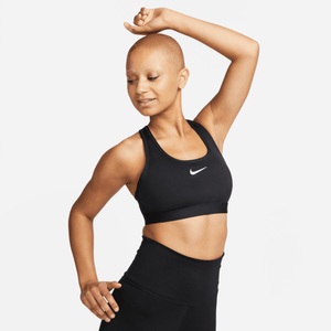 NIKE, Nike Swoosh Medium Sport-BH Damen - Schwarz, Nike SWOOSH BH Damen